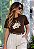 T-SHIRT FEMININA - FLOR GRATIDÃO - COR MARROM - Imagem 6