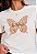 T-SHIRT FEMININA - BORBOLETA RENDA COM LAÇO - COR MARFIM - Imagem 1