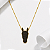 Colar carinha zirconia negra cravejada prata 925 banhada a ouro 18k - Imagem 1