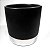 Vaso Redondo 10CM de Cerâmica preto com prato- Enjoy - Imagem 1