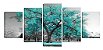 Quadro Árvore Azul Tiffany 5 Peças 70x162 - Imagem 1