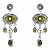 Brinco Prateado Oval com Resina Verde - Imagem 1