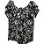Blusa Ciganinha de Viscose Preto e Branca Plus Size - Imagem 1