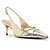 Arezzo Scarpin Dourado Couro Salto Kitten Slingback Bicolor - Imagem 1