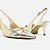 Arezzo Scarpin Dourado Couro Salto Kitten Slingback Bicolor - Imagem 3