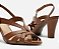 Arezzo Sandália Marrom Couro Salto Médio Tiras Fivela - Imagem 2