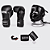 Kit luva de boxe new classic + bucal vermelho + bandagem preta + capacete de boxe lateral - Imagem 1
