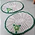 Par de Tapete de Croche Modelo Oval Flor Verde - Cor Cru - Imagem 1