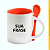 Caneca Branca de Colher Reta Laranja 325ml - Imagem 1