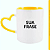 Caneca Branca Alça e Interior Amarelo Coração 325ml - Imagem 2