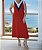 Vestido Midi De Viscolycra Vermelho Com Fenda Lateral - Imagem 1
