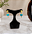 Brinco Pendente Dourado com Howlita Azul - Imagem 2