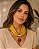 Colar Lenço Amarelo Estampado com Pingente - Imagem 1