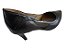 Sapato couro scarpin preto, com detalhe tela e réptil preto tirinha boca - Imagem 2