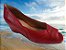 Sapato peep-toe, salto Anabela 4 cms, detalhe recorte e costura # cores: scarlet e tan - Imagem 1