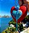 Coração Frida II Vermelho (26x18cm) - Imagem 1