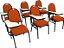 Kit com 6 Cadeiras Universitária para Auditórios Linha Hotel Laranja - Imagem 1