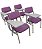 Kit com 4 Cadeiras Escolar Universitária para Auditórios Linha Hotel Smart Roxo - Imagem 1