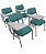 Kit com 4 Cadeiras Escolar Universitária para Auditórios Linha Hotel Smart Verde - Imagem 1