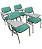 Kit com 4 Cadeiras Escolar Universitária para Auditórios Linha Hotel Smart Verde - Imagem 1
