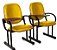 02 Cadeiras Escolar para Auditório e Escolas com Prancheta Linha Dallas Auditório Amarelo - Imagem 1