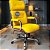 Cadeira Original Eames Presidente com Rodinhas Cromadas e Anti Risco Linha Capa em Madeira Amarelo - Imagem 1
