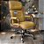 Cadeira Original Eames Presidente com Rodinhas Cromadas e Anti Risco Linha Capa em Madeira Amarelo Mostarda - Imagem 1