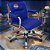 Cadeira Original Eames Diretor com Rodinhas Cromadas e Anti Risco Linha Capa em Madeira Azul Royal - Imagem 1