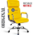 Cadeira Original Eames Presidente com Rodinhas Cromadas e Anti Risco Linha Capa em Madeira Escura - Amarelo - Imagem 5