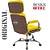 Cadeira Original Eames Presidente com Rodinhas Cromadas e Anti Risco Linha Capa em Madeira Escura - Amarelo - Imagem 6
