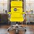 Cadeira Original Eames Presidente com Rodinhas Cromadas e Anti Risco Linha Capa em Madeira Escura - Amarelo - Imagem 2