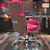 Cadeira Original Eames Presidente com Rodinhas Cromadas e Anti Risco Linha Capa em Madeira Escura - Rosa Pink - Imagem 3