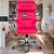 Cadeira Original Eames Presidente com Rodinhas Cromadas e Anti Risco Linha Capa em Madeira Escura - Rosa Pink - Imagem 2