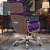 Cadeira Original Eames Presidente com Rodinhas Cromadas e Anti Risco Linha Capa em Madeira Escura - Roxo - Imagem 3