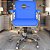 Cadeira Original Eames Diretor com Rodinhas Cromadas e Anti Risco Linha Capa em Madeira Clara - Azul Bebê - Imagem 2