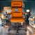 Cadeira Original Eames Presidente com Rodinhas Black e Anti Risco Linha Capa em Madeira - Laranja - Imagem 2