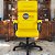 Cadeira Original Eames Presidente com Rodinhas Black e Anti Risco Linha Capa em Madeira Escura - Amarelo - Imagem 2