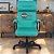 Cadeira Original Eames Presidente com Rodinhas Black e Anti Risco Linha Capa em Madeira Escura - Verde Água - Imagem 2