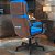Cadeira Original Eames Presidente com Rodinhas Black e Anti Risco Linha Capa em Madeira Escura - Azul Bebê - Imagem 3