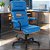Cadeira Original Eames Presidente com Rodinhas Black e Anti Risco Linha Capa em Madeira Escura - Azul Bebê - Imagem 1