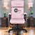Cadeira Original Eames Presidente com Rodinhas Black e Anti Risco Linha Capa em Madeira Escura - Rosa Claro - Imagem 2