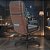 Cadeira Original Eames Presidente com Rodinhas Black e Anti Risco Linha Capa em Madeira Escura - Azul Marinho - Imagem 3