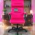 Cadeira Original Eames Presidente com Rodinhas Black e Anti Risco Linha Capa em Madeira Escura - Rosa Pink - Imagem 2
