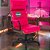 Cadeira Original Eames Presidente com Rodinhas Black e Anti Risco Linha Capa em Madeira Escura - Rosa Pink - Imagem 1