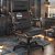 Cadeira Original Eames Presidente com Rodinhas Black e Anti Risco Linha Capa em Madeira Escura - Preto - Imagem 1