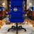 Cadeira Original Eames Presidente com Rodinhas Black e Anti Risco Linha Capa em Madeira Escura - Azul - Imagem 2