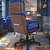 Cadeira Original Eames Presidente com Rodinhas Black e Anti Risco Linha Capa em Madeira Escura - Azul - Imagem 3