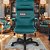 Cadeira Original Eames Presidente com Rodinhas Black e Anti Risco Linha Capa em Madeira Escura - Verde - Imagem 2