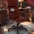 Cadeira Original Eames Presidente com Rodinhas Black e Anti Risco Linha Capa em Madeira Escura - Vermelho Vinho - Imagem 1