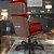 Cadeira Original Eames Presidente com Rodinhas Black e Anti Risco Linha Capa em Madeira Escura - Vermelho - Imagem 3
